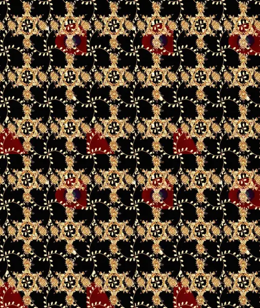 Raster illüstrasyonu. Siyah, bej ve kahverengi kıvırcık çiçekler siyah, bej ve kahverengi renklerde şekillenir. Klasik çiçek tasarım elementleri.