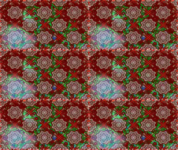 İşlemeli çiçekli, dikişsiz desen. Parmak izi, kumaş, duvar kâğıdı, tekstil için raster dokusu. Renkli grunge renkli çiçeklerle soyut arkaplanı zenginleştir.