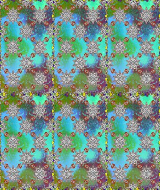 Renkli Bahar Temalı Kusursuz Arkaplan. Çiçeksiz desenli arka plan. Mavi ve gri renkte çiçekler. Düz Çiçek Elementleri Tasarım Raster illüstrasyonu.