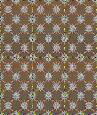 Tropik, dikişsiz çiçek deseni. Kahverengi ve gri renkli çiçekler. Raster illüstrasyonu.