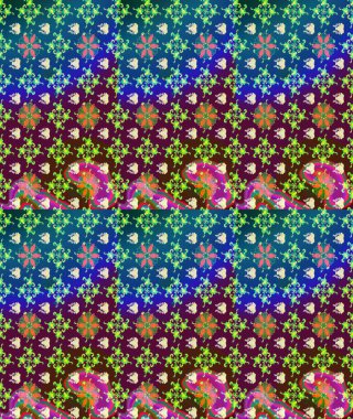 El çizimi çiçekli soyut çizim kalıbı. Raster illüstrasyonu. Mor renkte çiçekler.