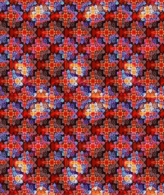 Soyut etnik raster çizim kalıbı. Kabile sanatı boho baskısı, klasik çiçek arkaplanı. Arkaplan dokusu, duvar kağıdı, kırmızı renkli çiçek teması.