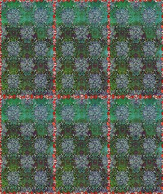 Çiçek. Kusursuz dekoratif arka plan, çiçek mandala. Yeşil ve gri renklerde. Raster illüstrasyonu.