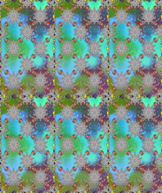 Renkli Bahar Temalı Kusursuz Arkaplan. Çiçeksiz desenli arka plan. Mavi ve gri renkte çiçekler. Düz Çiçek Elementleri Tasarım Raster illüstrasyonu.