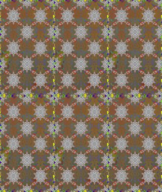 Tropik, dikişsiz çiçek deseni. Kahverengi ve gri renkli çiçekler. Raster illüstrasyonu.