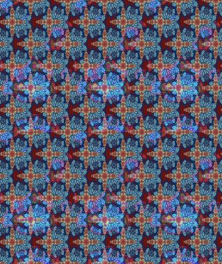 Mavi renklerde. Mavi renkli mavi papatya deseni. Raster illüstrasyonu.