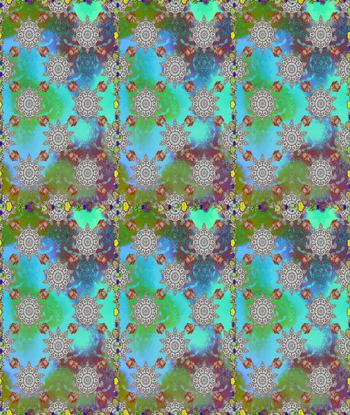 Renkli Bahar Temalı Kusursuz Arkaplan. Çiçeksiz desenli arka plan. Mavi ve gri renkte çiçekler. Düz Çiçek Elementleri Tasarım Raster illüstrasyonu.