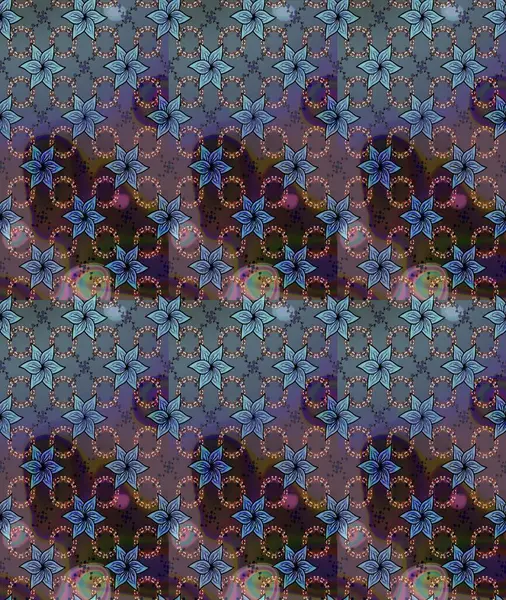 Çizim çiçek deseni duvar kâğıdı olarak kullanılabilir. Raster illüstrasyonu. Kahverengi renkte çiçekler.