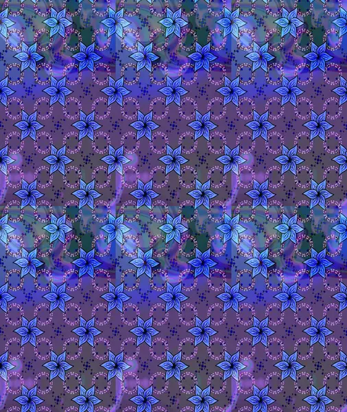 El çizimi. Çiçekli eskiz deseni. Suluboya çizimi. Mor renkte çiçekler.