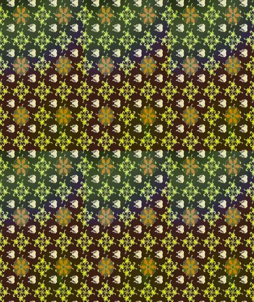 Raster illüstrasyonu. Yeşil kıvırcık çiçekler yeşil renkte şekillenir. Klasik çiçek tasarım elementleri.