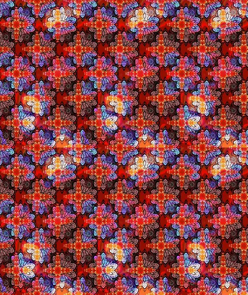 Soyut etnik raster çizim kalıbı. Kabile sanatı boho baskısı, klasik çiçek arkaplanı. Arkaplan dokusu, duvar kağıdı, kırmızı renkli çiçek teması.