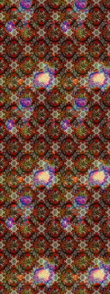 Raster Floral Illustration, Asyalı tekstil. Kahverengi, bej ve kırmızı renkte etnik çiçeklerle süslenmiş zarif bir eskiz şekli..