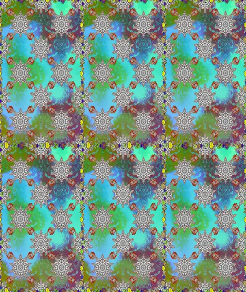 Renkli Bahar Temalı Kusursuz Arkaplan. Çiçeksiz desenli arka plan. Mavi ve gri renkte çiçekler. Düz Çiçek Elementleri Tasarım Raster illüstrasyonu.