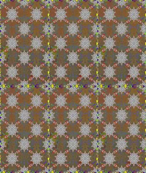 Tropik, dikişsiz çiçek deseni. Kahverengi ve gri renkli çiçekler. Raster illüstrasyonu.