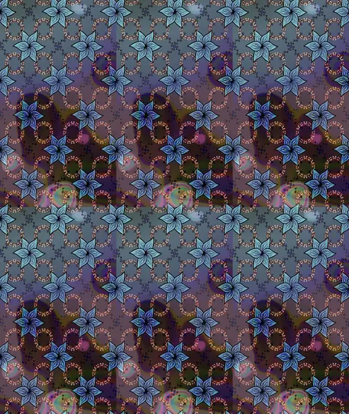 Çizim çiçek deseni duvar kâğıdı olarak kullanılabilir. Raster illüstrasyonu. Kahverengi renkte çiçekler.