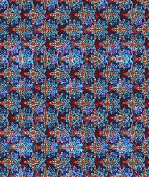 Mavi renklerde. Mavi renkli mavi papatya deseni. Raster illüstrasyonu.