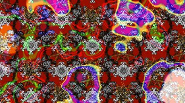 Kırmızı, gri ve kahverengi renkte çiçekler. Raster düz çiçek çizim deseni. Tasarım hediye paketi, tebrik kartları, posterler ve afiş tasarımı.