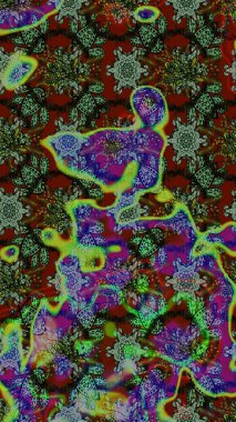 Raster çiçekleri klasik tarzda çizilmiş. Raster illüstrasyonu. Yeşil, gri ve kahverengi renklerde bahar çiçekleri. Çiçekli yumuşak çizim deseni.