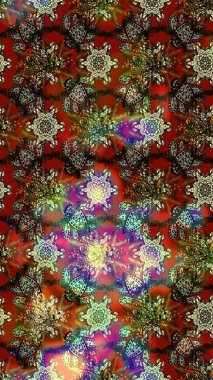 Kabile sanatı boho baskısı, klasik çiçek arkaplanı. Arkaplan dokusu, duvar kağıdı, çiçek teması kahverengi, kırmızı ve gri renkler. Soyut etnik raster çizim kalıbı.