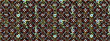 Çizim kalıbı. Raster illüstrasyonu. Çiçek duvar kağıdı. Renkli süs kenarı. Hint süsü. Gri, kahverengi ve mavi renklerde.