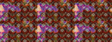 Kahverengi, kırmızı ve bej renkli etnik çiçeklerle süslenmiş zarif bir eskiz deseni. Asya Tekstil 'inde Raster Çiçek İllüstrasyonu.