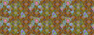 Çiçek buketleriyle klasik bir eskiz şekli. Kahverengi, yeşil ve kırmızı renklerde. Raster illüstrasyonu.