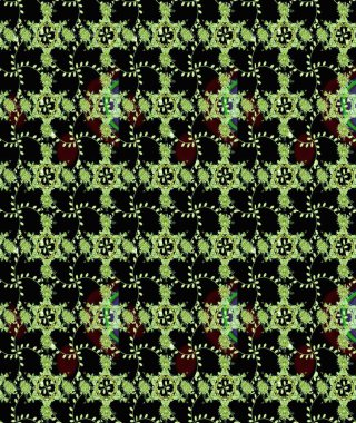 Raster illüstrasyonundaki çiçek desenli çizim. Çiçekler suluboya stilinde siyah, yeşil ve nötr renklerde.