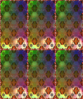 Dallı bahar çiçekleri ile desen, kahverengi ve çiçek silueti ile yeşil renkler. Raster deseni.