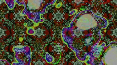 El çizimi. Çiçekli, yapraklı, çiçek desenli eskiz. Raster illüstrasyonu.