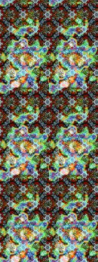 Raster illüstrasyonundaki çiçek desenli çizim. Çiçekler suluboya stilinde yeşil, mavi ve nötr renklerde.