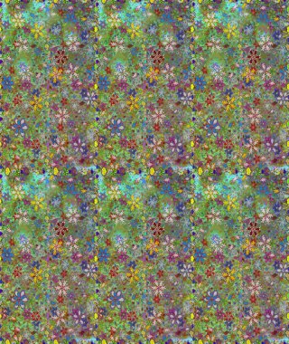 Suluboya, elle çizilmiş. Vadinin çiçekleri yeşil ve nötr renklerde. Raster - stok. Kusursuz arkaplan deseni.