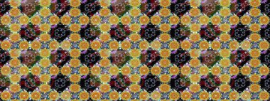 Raster illüstrasyonu. Renkli Bahar Teması eskiz kalıbı. Chichi 'nin kumaş kalıbını çiz. Düz Çiçek Elementleri Tasarımı. Çiçek deseni.