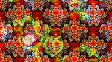 Klasik çiçek tasarımı elementleri. Kırmızı kıvırcık çiçekler kırmızı renklerde şekillenir. Raster illüstrasyonu.