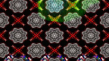 Raster illüstrasyonu. Düz Çiçek Elementleri Tasarımı. Çiçek desenli çizim. Güzel kumaş deseni. Asya tekstil tarzında. Renkli Bahar Teması çizim şablonu.