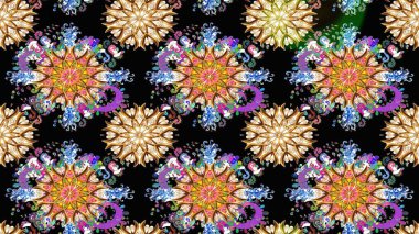 Çiçekli karalama şeklinde Raster çiçek deseni. Nazik, sevimli çiçek arkaplanı. Siyah renkte çiçekler.