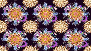 Siyah çiçekli bahar çiçekleri. Küçük renkli çiçekler. Motley illüstrasyonu. Küçük çiçekte güzel bir desen. Moda baskıları için zarif bir şablon.