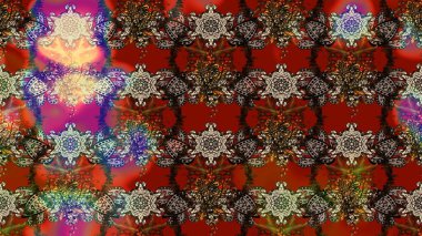 Raster illüstrasyonu. Küçük çiçekli yay deseni çiz. Suluboya tarzında kahverengi, kırmızı ve bej renklerde.