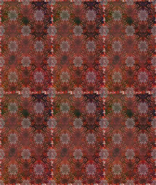 Raster - stok. Kahverengi ve gri çiçekli kusursuz desen, suluboya çiçek deseni, sevimli çiçek, duvar kağıdı, kart veya kumaş için fayanslı.