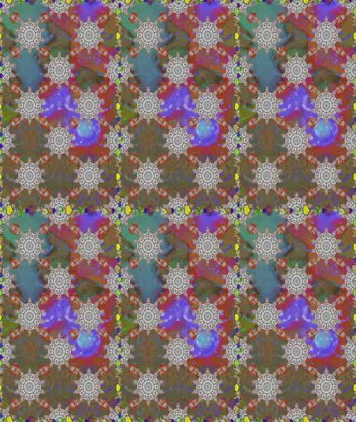 Kahverengi ve gri renkli çiçekler. Raster illüstrasyonu. Çiçek süsü ile kusursuz desen.