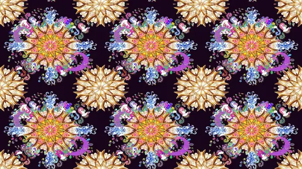 Siyah çiçekli bahar çiçekleri. Küçük renkli çiçekler. Motley illüstrasyonu. Küçük çiçekte güzel bir desen. Moda baskıları için zarif bir şablon.