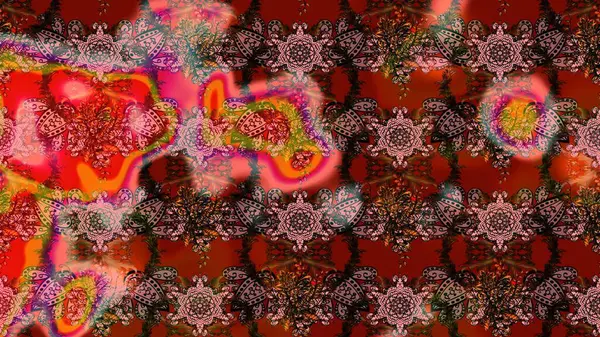 Sevimli çiçek raster deseni. Kahverengi, kırmızı ve pembe renklerde çiçekler. Renkli Bahar Teması eskiz kalıbı. Düz Çiçek Elementleri Tasarımı.