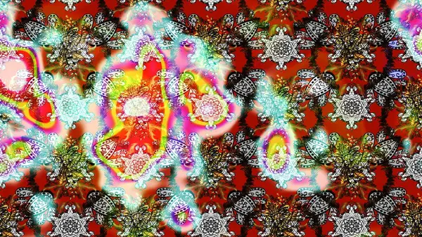 Şirin çiçekler. Çizgi çizimi kalıbı. Raster Moda kumaş deseni.