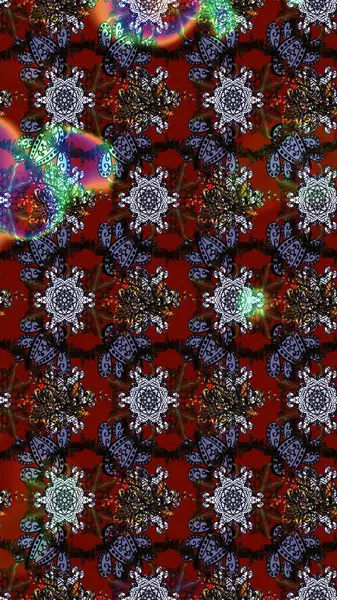 Düz Çiçek Elementleri Tasarımı. Renkli Bahar Teması eskiz kalıbı. Raster Modaya uygun kumaş deseni. Kırmızı, kahverengi ve siyah renkli şirin çiçek deseni.