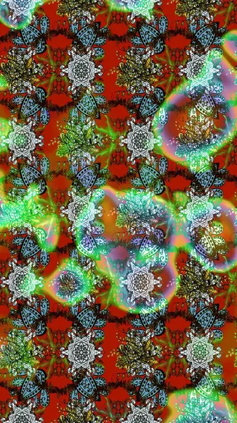 Kızılderili desenli desenli desenli şal deseni. Raster Henna dövme stili. Tekstil, tebrik kartı, boyama kitabı, telefon kılıfı baskısı için kullanılabilir. Etnik Mandala süsü.