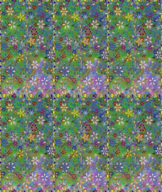 Kusursuz çiçek deseni. Raster illüstrasyonu. Raster illüstrasyonu. Yeşil ve mavi renkte çiçekler. Asya tekstil tarzında.