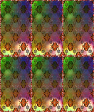 Dallı bahar çiçekleri ile desen, kahverengi ve çiçek silueti ile yeşil renkler. Raster deseni.