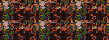 Raster illüstrasyonundaki çiçek desenli çizim. Çiçekler kahverengi, yeşil ve gri renklerde.