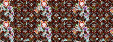 Çocuksu tasarım. Tekstil, kumaş, ambalaj, hatıra defteri için hoş bir çiçek arkaplanı. Gri, kahverengi ve kırmızı arka planda. Elle çizilmiş karalama çiçekleri ile Raster çizim deseni.