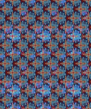 Mavi renklerde. Mavi renkli mavi papatya deseni. Raster illüstrasyonu.