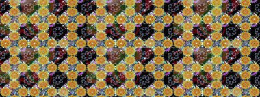 Raster illüstrasyonu. Renkli Bahar Teması eskiz kalıbı. Chichi 'nin kumaş kalıbını çiz. Düz Çiçek Elementleri Tasarımı. Çiçek deseni.